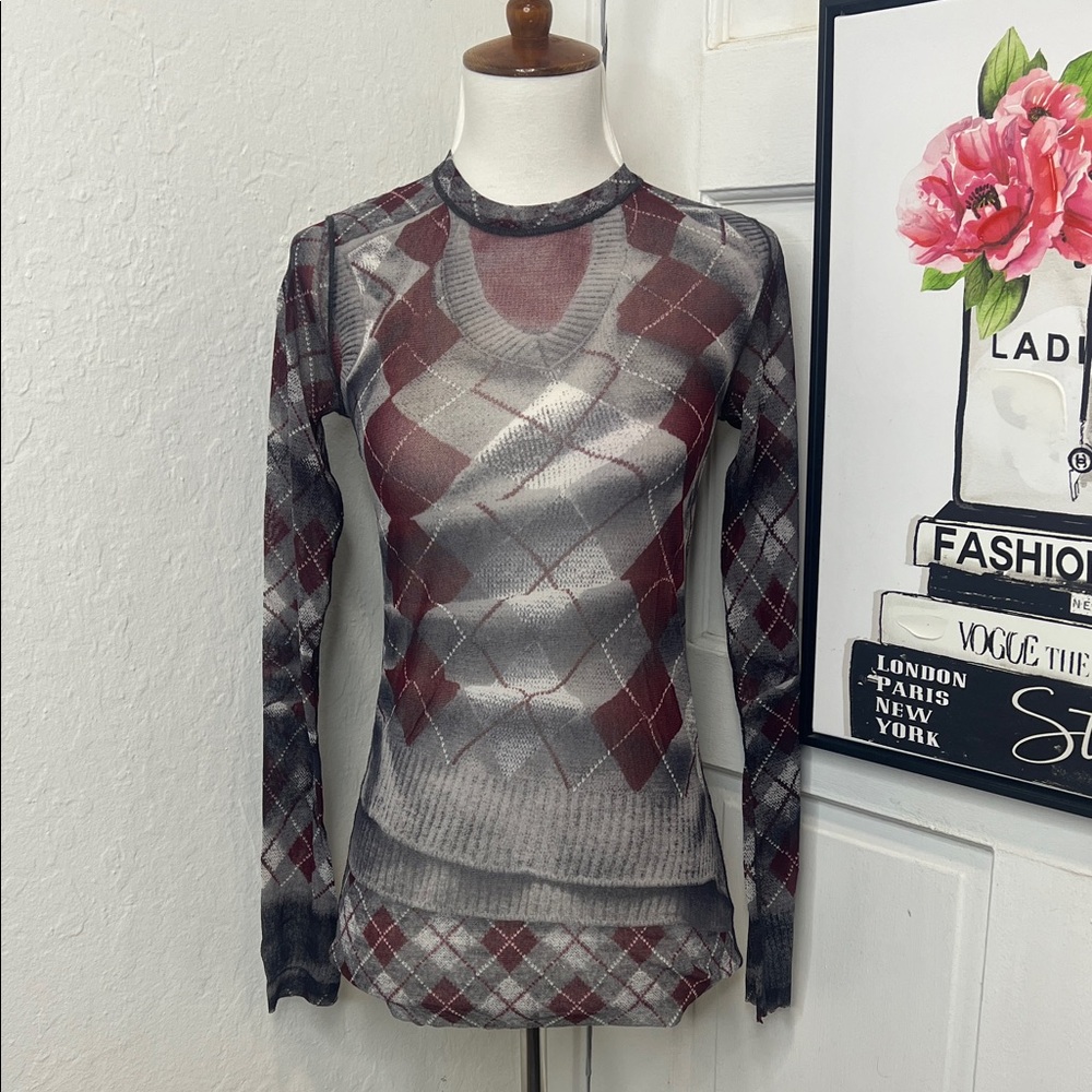 Vintage Jean Paul Gaultier Maille Femme Sheer Long Sleeve Blouse Size M